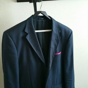 Men suit custom made blue shark skin